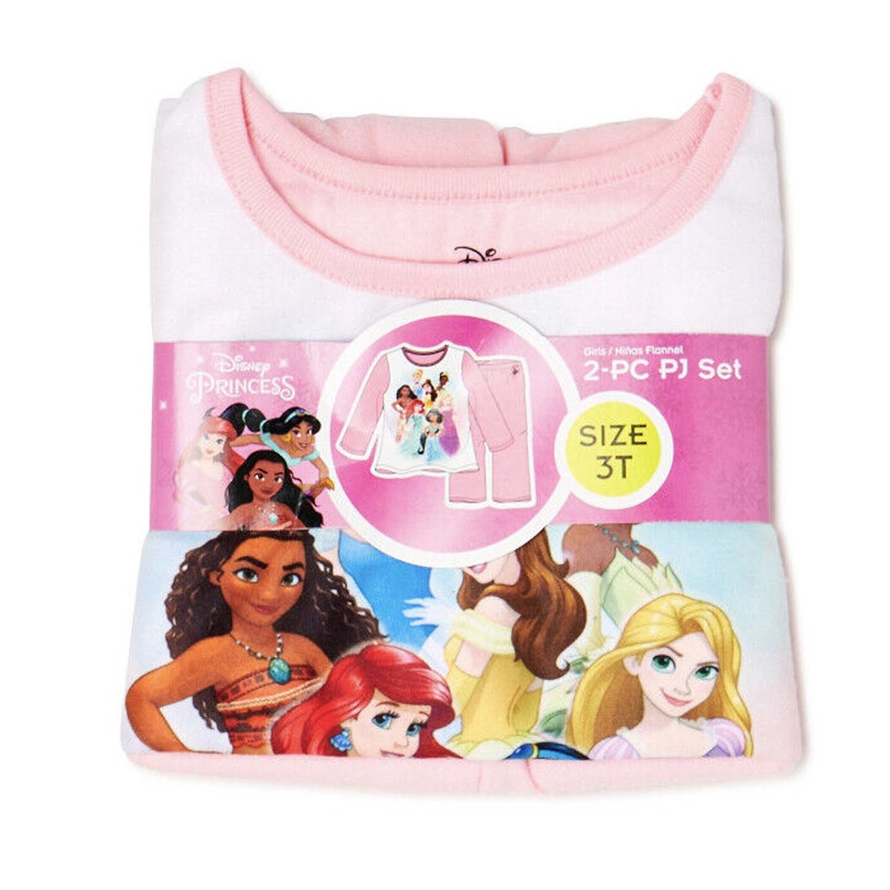 Disney Princess Toddler Baby Girls Pajamas 2-Piece Flannel PJ Set Sleepwear NEW - Picture 2 of 4